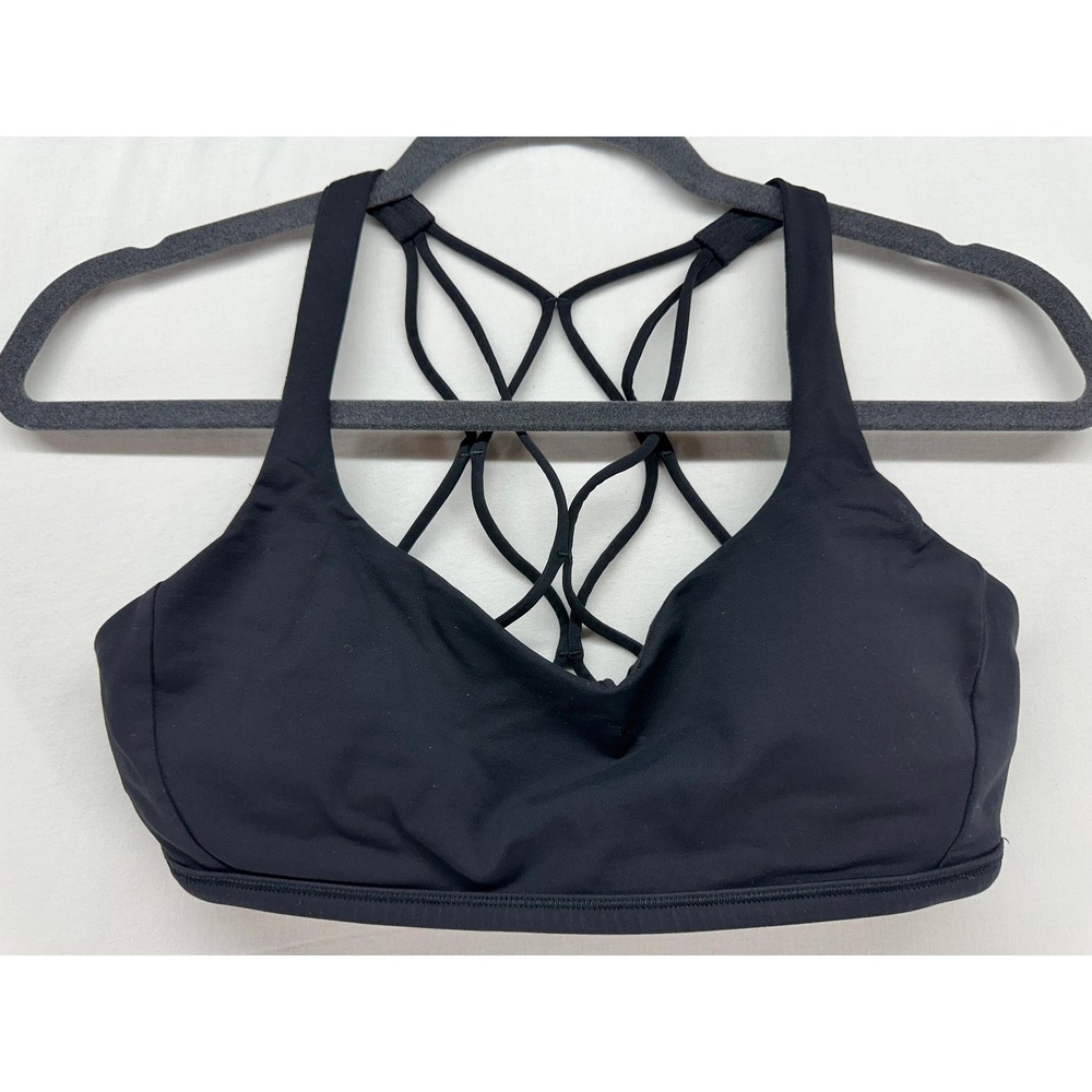 Lululemon Sports Bra Black Strappy Back Yoga Gym Size 8